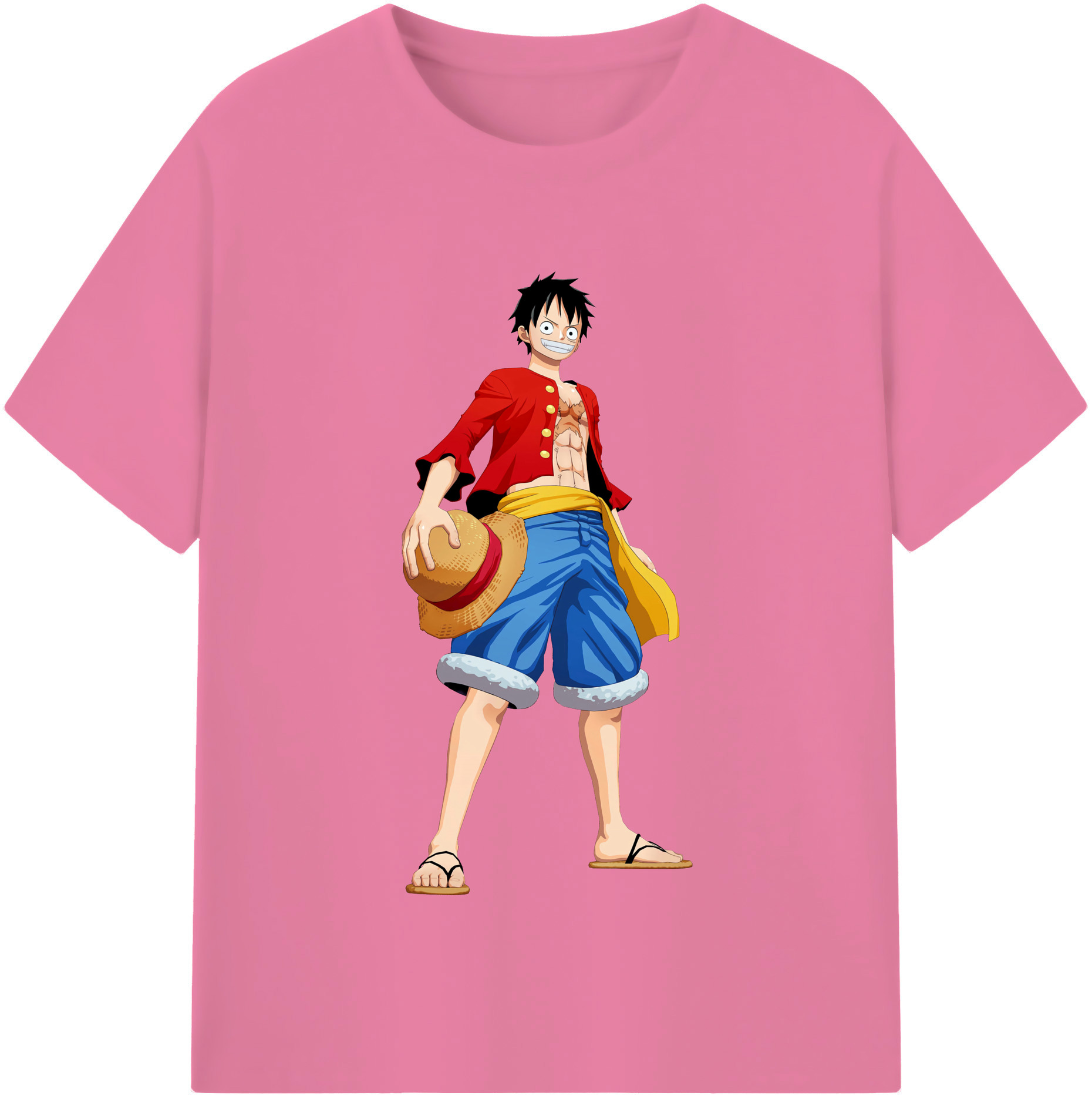ワンピース モンキー・D・ルフィ ONE PIECE Monkey D. Luffy 綿100％半袖Tシャツ（フロントプリント）
